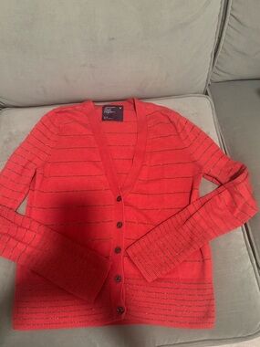 American Eagle Outfitters Red V-Neck Button Cardigan